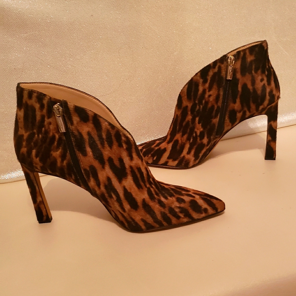 Vince Camuto Calfskin Leopard Booties